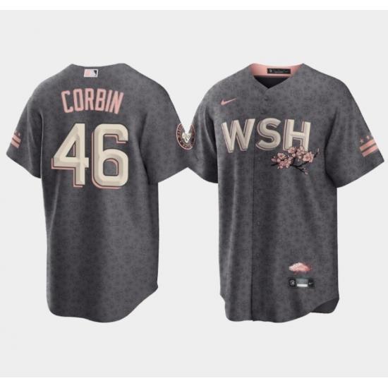 Men Washington Nationals 46 Patrick Corbin 2022 Grey City Connect Cherry Blossom Cool Base Stitched jersey