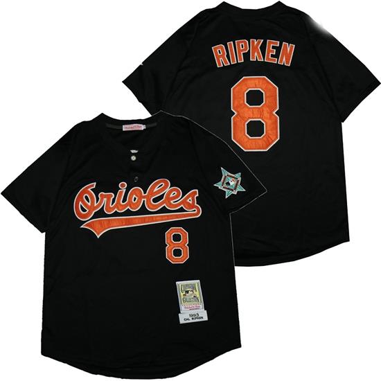 Baltimore Orioles 8 Cal Ripken Jr Black 1993 CooperstoWn Collection Jersey