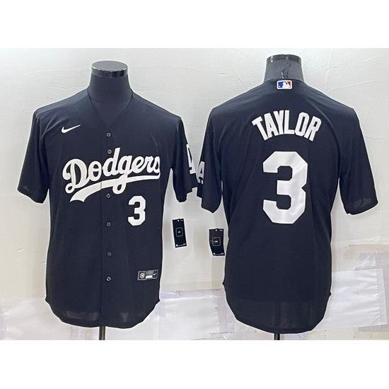 Men Los Angeles Dodgers 3 Chris Taylor Black Cool Base Stitched Baseball Jerseyys