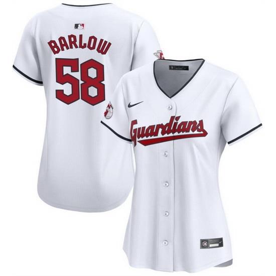 Women Cleveland Guardians 58 Scott BarloW White Stitched Baseball Jersey