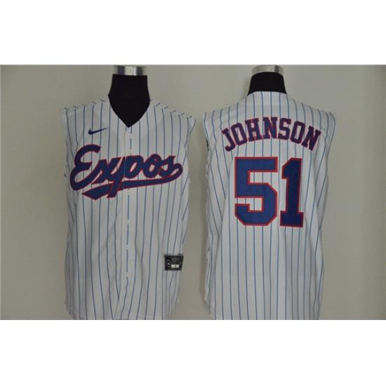 Expos 51 Randy Johnson White Nike Cool Base Sleeveless Jersey