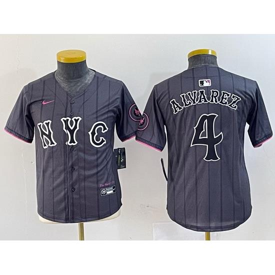 Youth New York Mets 4 Francisco Alvarez Graphite 2024 City Connect Limited Stitched Baseball Jersey 2