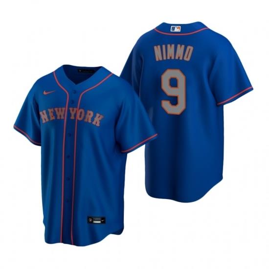 Mens Nike NeW York Mets 9 Brandon Nimmo Royal Alternate Road Stitched Baseball Jersey