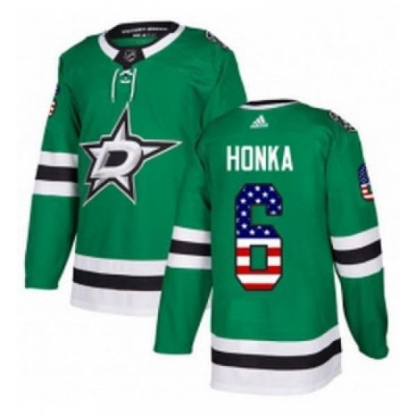Youth Adidas Dallas Stars 6 Julius Honka Authentic Green USA Flag Fashion NHL Jersey
