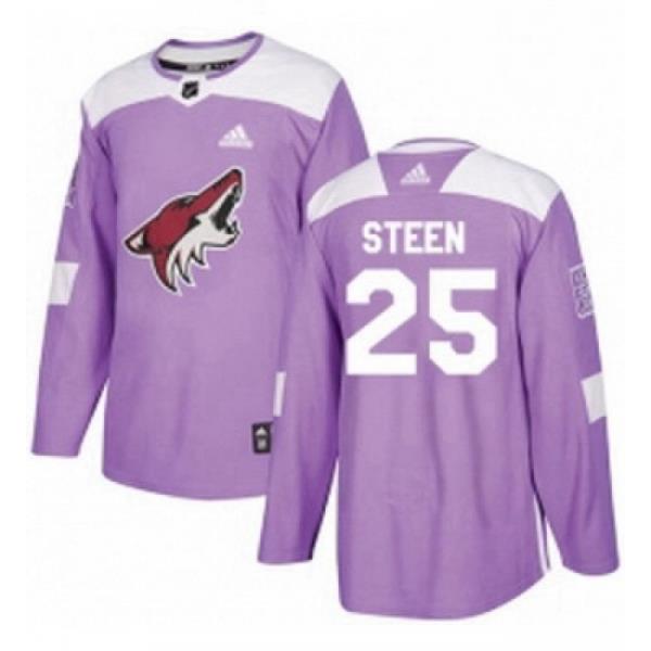 Youth Adidas Arizona Coyotes 25 Thomas Steen Authentic Purple Fights Cancer Practice NHL Jersey