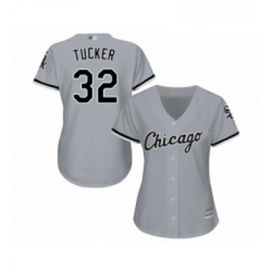 Womens Chicago White Sox 32 Preston Tucker Replica Grey Road Cool Base Baseball Jersey
