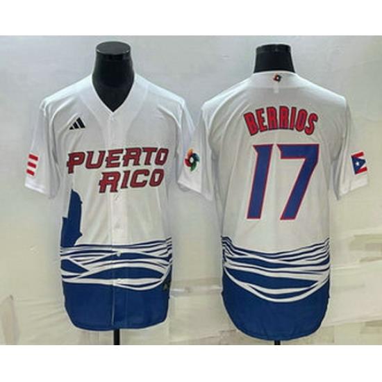 Men's Puerto Rico Baseball #17 Jose Berrios 2023 White World Baseball Classic Stitched Jerseys