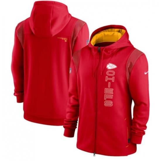 Men Kansas City Chiefs Nike Red Sideline Full-Zip Hoodie