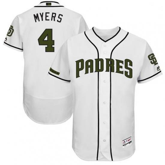 Mens Majestic San Diego Padres 4 Wil Myers White Memorial Day Authentic Collection Flex Base MLB Jersey
