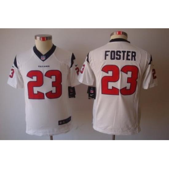 Youth Houston Texans #23 Foster White Color Limited Jerseys