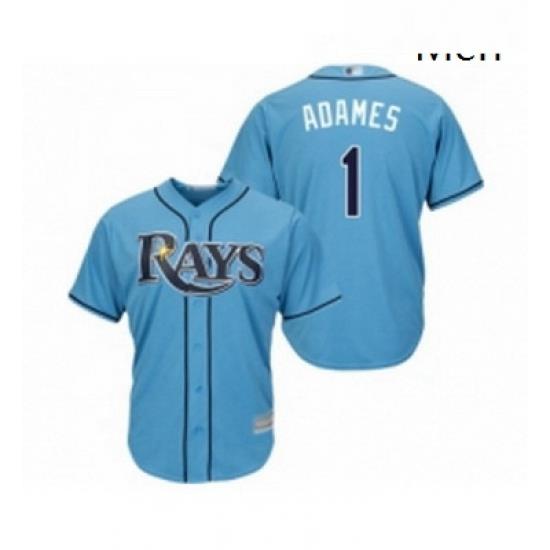 Mens Tampa Bay Rays 1 Willy Adames Replica Light Blue Alternate 2 Cool Base Baseball Jersey