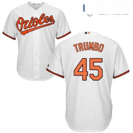 Youth Majestic Baltimore Orioles 45 Mark Trumbo Replica White Home Cool Base MLB Jersey