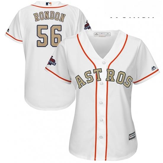 Womens Majestic Houston Astros 56 Hector Rondon Authentic White 2018 Gold Program Cool Base MLB Jersey