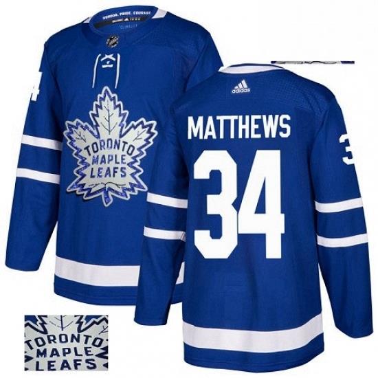 Mens Adidas Toronto Maple Leafs 34 Auston Matthews Authentic Royal Blue Fashion Gold NHL Jersey