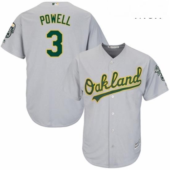 Mens Majestic Oakland Athletics 3 Boog Powell Replica Grey Road Cool Base MLB Jersey