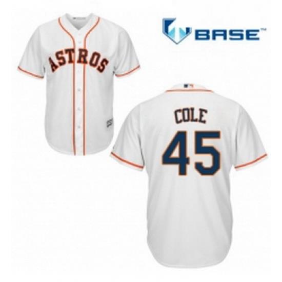 Youth Majestic Houston Astros 45 Gerrit Cole Authentic White Home Cool Base MLB Jersey