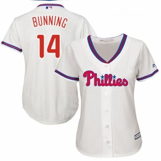 Womens Majestic Philadelphia Phillies 14 Jim Bunning Authentic Cream Alternate Cool Base MLB Jersey