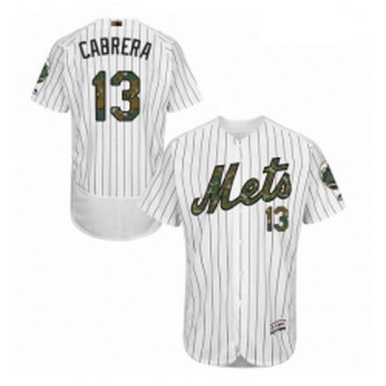 Mens Majestic New York Mets 13 Asdrubal Cabrera Authentic White 2016 Memorial Day Fashion Flex Base Jersey