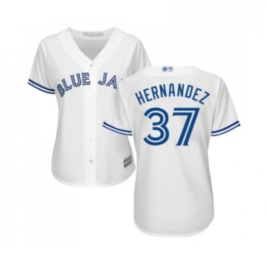 Womens Toronto Blue Jays 37 Teoscar Hernandez Replica White Home Baseball Jersey