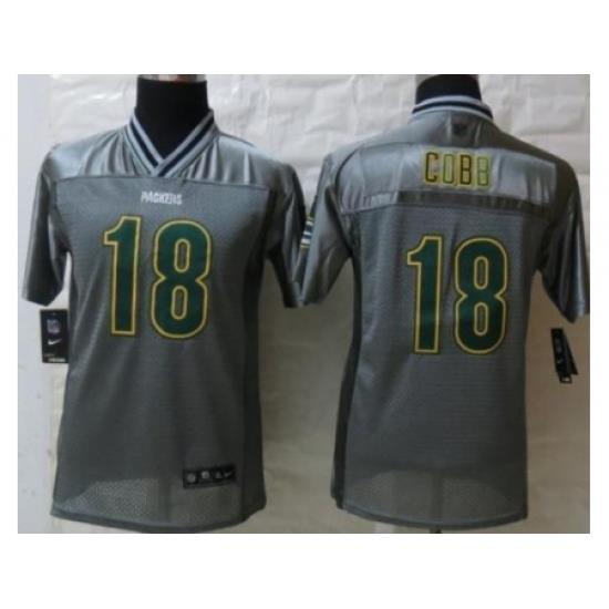 Youth Nike Green Bay Packers 18 Randall Cobb Grey Vapor Elite Jerseys
