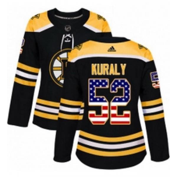 Womens Adidas Boston Bruins 52 Sean Kuraly Authentic Black USA Flag Fashion NHL Jersey
