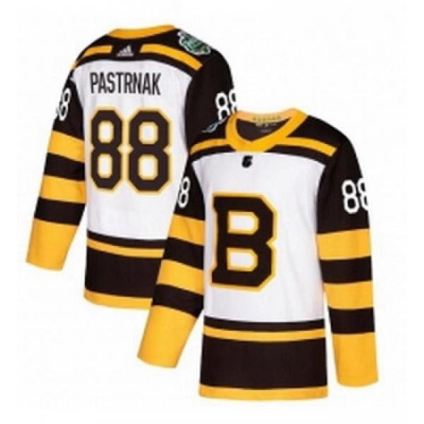 Youth Adidas Boston Bruins 88 David Pastrnak Authentic White 2019 Winter Classic NHL Jersey