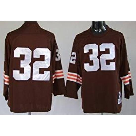 Jim Brown #32 Cleveland Browns Throwback Long Sleeve Jersey