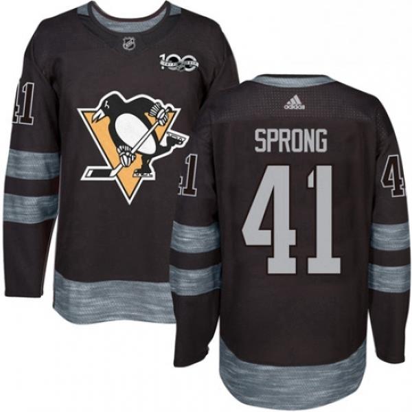 Mens Adidas Pittsburgh Penguins 41 Daniel Sprong Authentic Black 1917 2017 100th Anniversary NHL Jersey