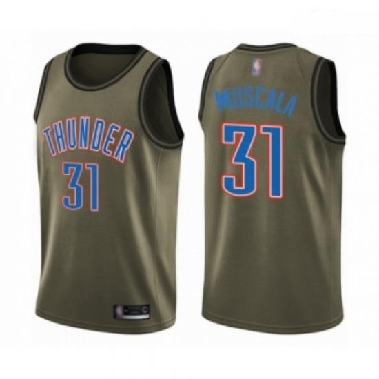 Mens Oklahoma City Thunder 31 Mike Muscala Swingman Green Salute to Service Basketball Jersey
