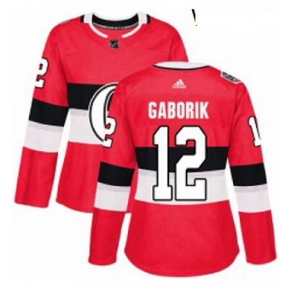 Womens Adidas Ottawa Senators 12 Marian Gaborik Authentic Red 2017 100 Classic NHL Jersey
