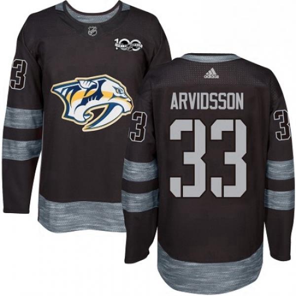 Mens Adidas Nashville Predators 33 Viktor Arvidsson Authentic Black 1917 2017 100th Anniversary NHL Jersey