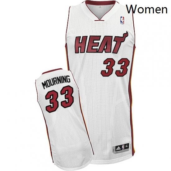 Womens Adidas Miami Heat 33 Alonzo Mourning Authentic White Home NBA Jersey