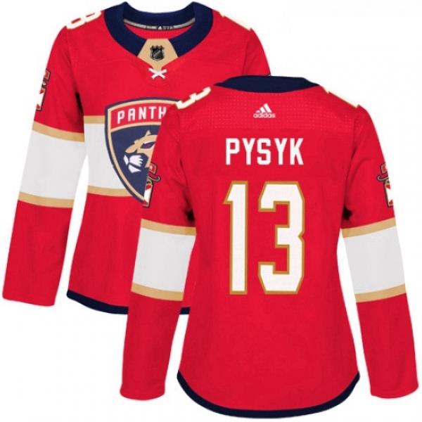 Womens Adidas Florida Panthers 13 Mark Pysyk Authentic Red Home NHL Jersey