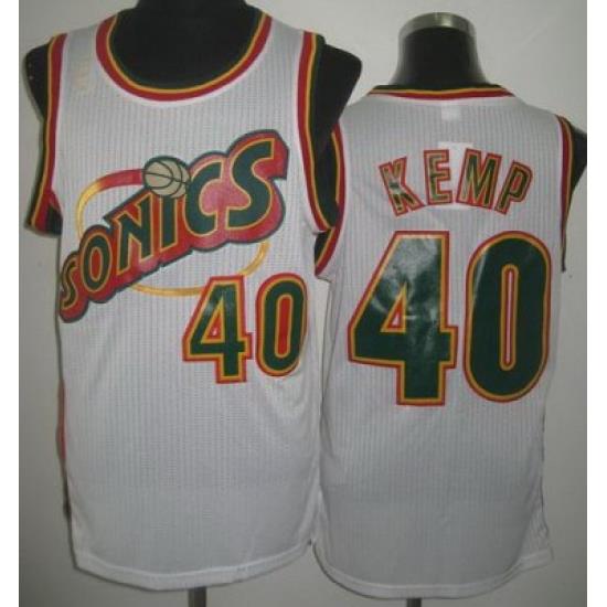 Seattle SuperSonics 40 Shawn Kemp White Throwback Revolution 30 NBA Jerseys