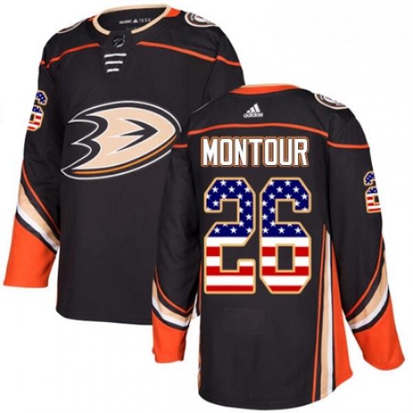 Youth Adidas Anaheim Ducks 26 Brandon Montour Authentic Black USA Flag Fashion NHL Jersey