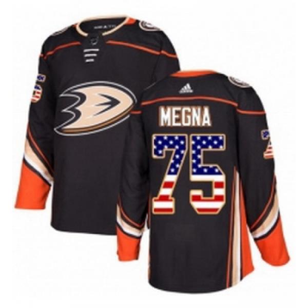 Youth Adidas Anaheim Ducks 75 Jaycob Megna Authentic Black USA Flag Fashion NHL Jersey