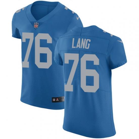 Nike Lions #76 T J Lang Blue Throwback Mens Stitched NFL Vapor Untouchable Elite Jersey