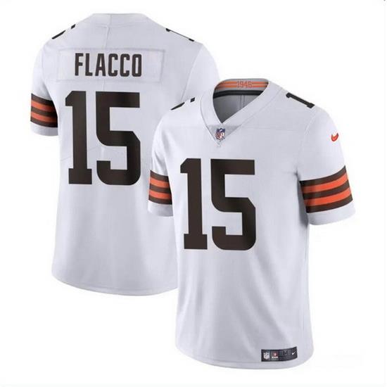 Men Cleveland Browns 15 Joe Flacco White Vapor Untouchable Limited Stitched Jersey