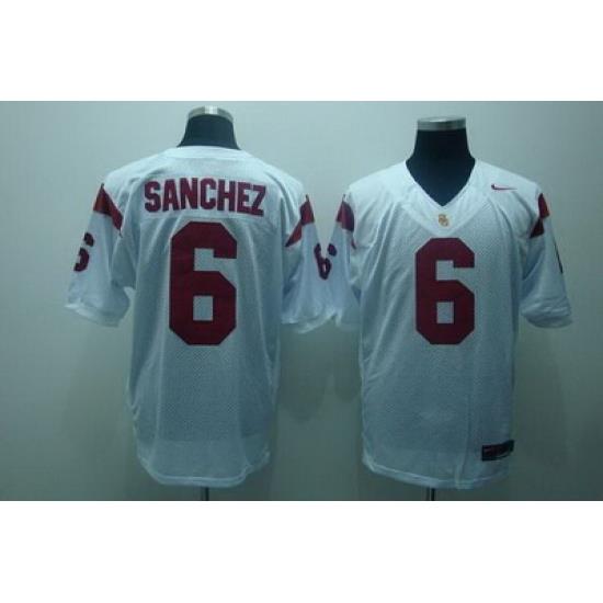 Trojans #6 Mark Sanchez White Embroidered NCAA Jersey