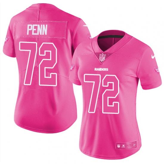 Womens Nike Raiders #72 Donald Penn Pink  Stitched NFL Limited Rush Fashion Jersey