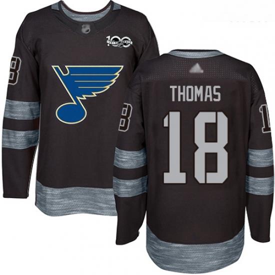 Blues #18 Robert Thomas Black 1917 2017 100th Anniversary Stitched Hockey Jersey