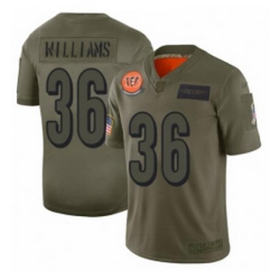 Men Cincinnati Bengals 36 Shawn Williams Limited Camo 2019 Salute to Service Football Jersey