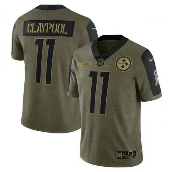 Men's Pittsburgh Steelers Chase Claypool Nike Olive 2021 Salute To Service Limited Player Jersey