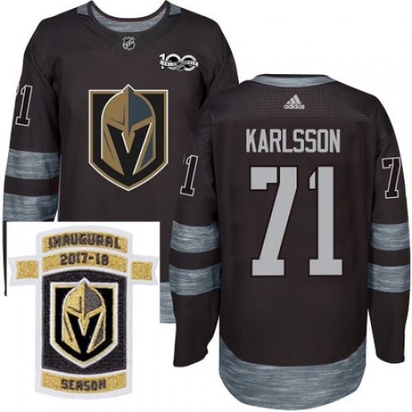 Adidas Golden Knights #71 William Karlsson Black 1917 2017 100th Anniversary Stitched NHL Inaugural Season Patch Jersey