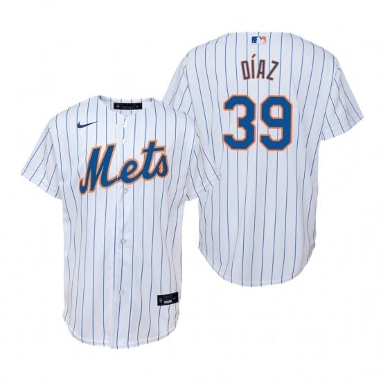 Mens Nike NeW York Mets 39 EdWin Diaz White Home Stitched Baseball Jersey