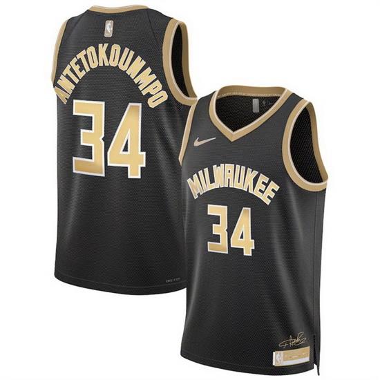 Men Milwaukee Bucks 34 Giannis Antetokounmpo Black 2024 Select Series Stitched Basketball Jersey