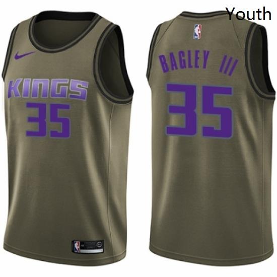 Youth Nike Sacramento Kings 35 Marvin Bagley III Swingman Green Salute to Service NBA Jersey