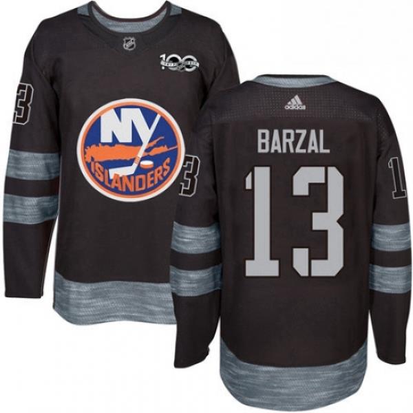 Mens Adidas New York Islanders 13 Mathew Barzal Premier Black 1917 2017 100th Anniversary NHL Jersey