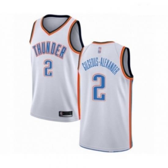 Mens Oklahoma City Thunder 2 Shai Gilgeous Alexander Swingman White Basketball Jersey Association Edition