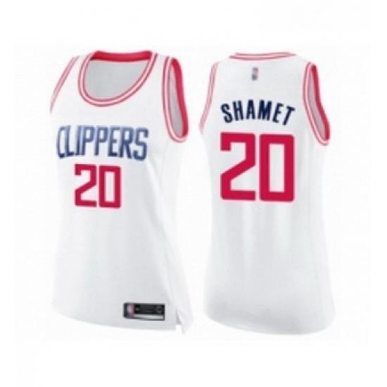 Womens Los Angeles Clippers 20 Landry Shamet Swingman White Pink Fashion Basketball Jersey